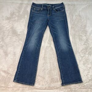 American Eagle Slim Boot Jeans Womens Size 8 Regular Low Rise Stretch Dark Wash